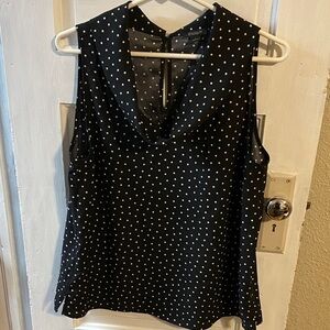 Ann Taylor Factory Sleeveless Black Polka Dot Blouse